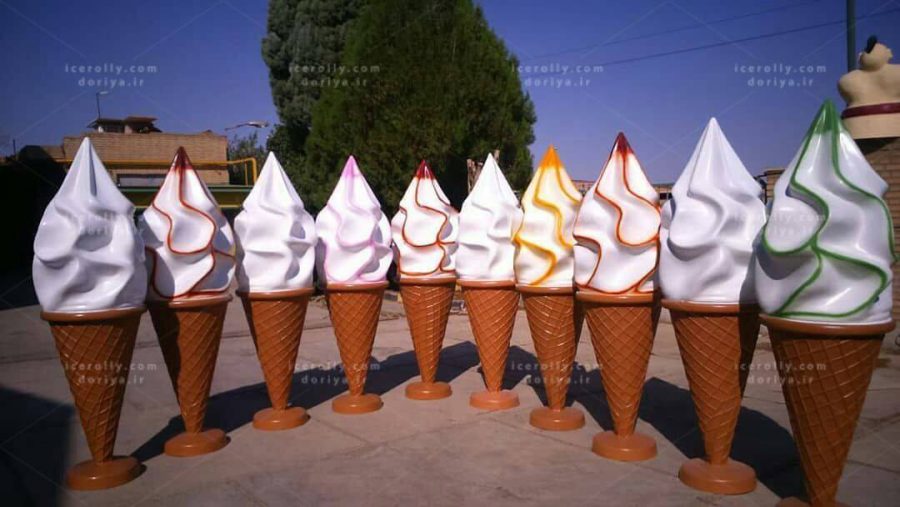 ماکت بستنی قیفی ساده و لبه رنگی